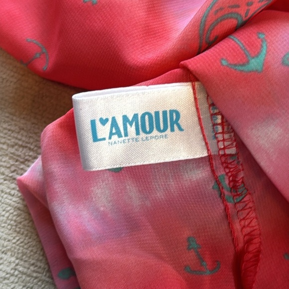 LAmour Womens Anchor Sheer Open Back Button Front - Picture 7 of 8